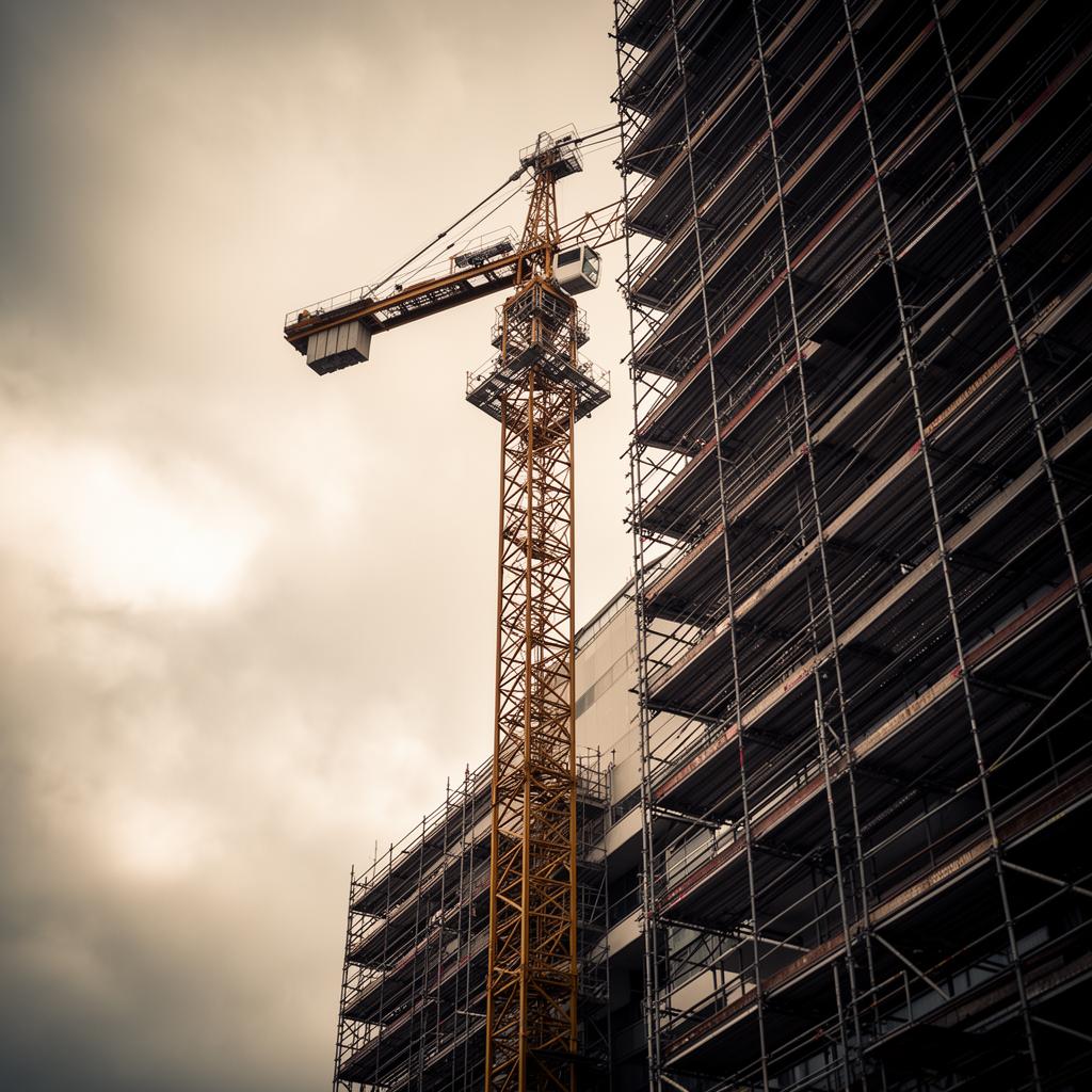 Construction crane and high-rise scaffolding